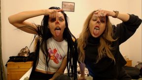 pig nose fetish, isa and elly playing with their noses