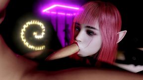 hot redhead elf sucking dickgirl dick in the club