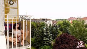 Trans girl with a hard cock decides to jerk off during the summer