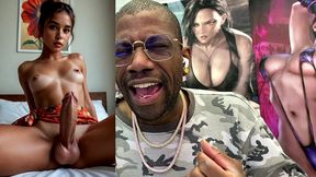 cute brown transgender teen girl jerks off and cums hard ass fuck all over her face and body, ai generated