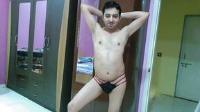 Sweet and sexy sissy crossdresser femboy Sweet Lollipop trying out a new lingerie set.