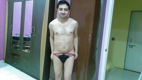 Sweet and sexy sissy crossdresser femboy Sweet Lollipop trying out a new lingerie set.