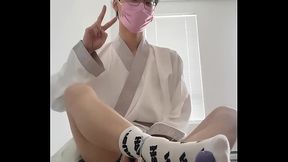 asian hanfu femboy twink kneeling white socks huge cumshot