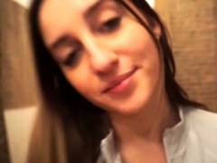 Beautiful teen brunette Jessica Sinn masturbates