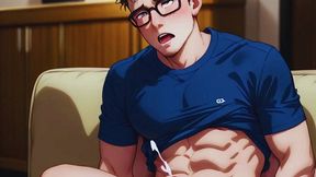 young nerd twink giving his ass to his coworkers. anime hentai