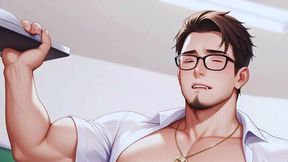 young nerd twink giving his ass to his coworkers. anime hentai
