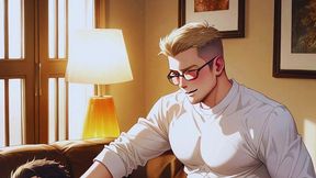 young nerd twink giving his ass to his coworkers. anime hentai
