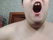 Russian gay teen sucking and eating popsicle made of his own cum