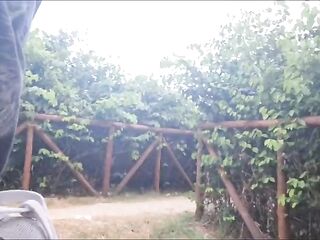 Risky masturbation in public in the park with a hard-on for a stranger!