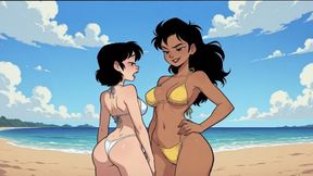 Bikini Beach Catfight: White vs Yellow HD