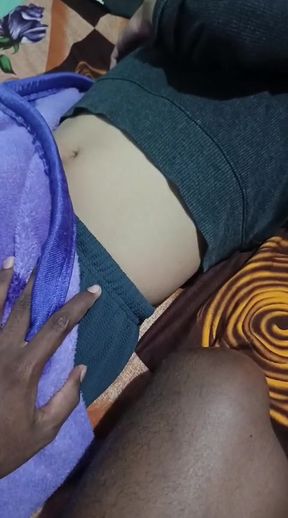 Taking advantage of step brother while he was in rest i made his dick hard by sucking secretly