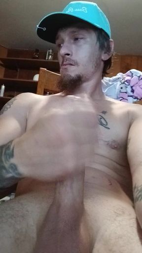 Stroking my monster white cock