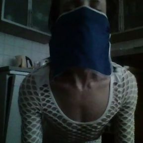 veiled sissy presents her body