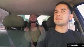 Leo Blue fucks his passenger Alexander Garcia before partying