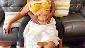 Mallu in Kasavu Saree Enjoyed by Her Step Son - Hottest Saree Romance - Loud Moaning