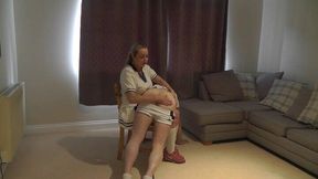 Tennis Club - part 1 - Miss Jessica Wood catches a pervert looking up her skirt so punishes him with her hand with Spanking