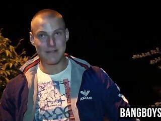 Handsome jock outdoor bareback fucked and doused in jizz