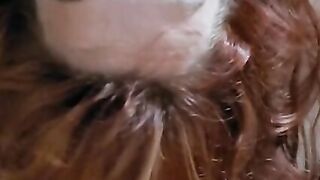 Red Head Getting her Throat Fuck while Upside down