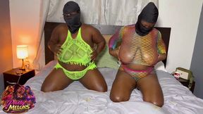 Threesome with big-titted ebony babes