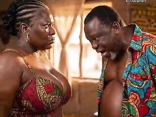 large stomach afro ebony older chap bangs excited step daughter, a [AI - Generated] hottie short dwarf black playgirl during the time that step mama was away in a nigerian naija village