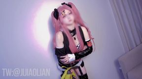 Kinky Chinese femme fatale dominates with pink hair