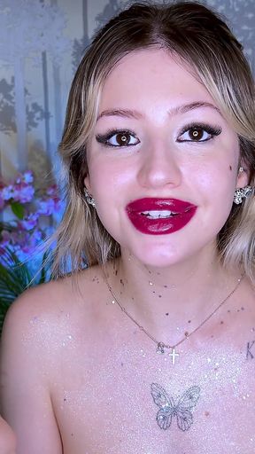 Red Lipstick Application Plump Lips Tease