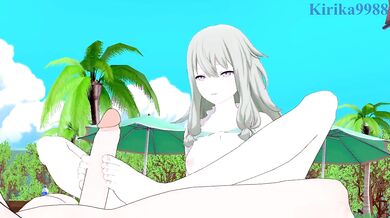 Kusanagi and I squirt on the beach until we choke