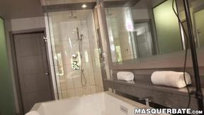 ”Brawny dude with nice abs James solo masturbates his weenie”