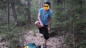 Cumming naked in the forest after a bike ride