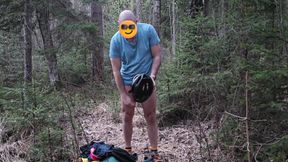 Cumming naked in the forest after a bike ride