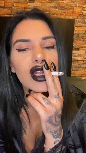 Goth Girl Kate smoking