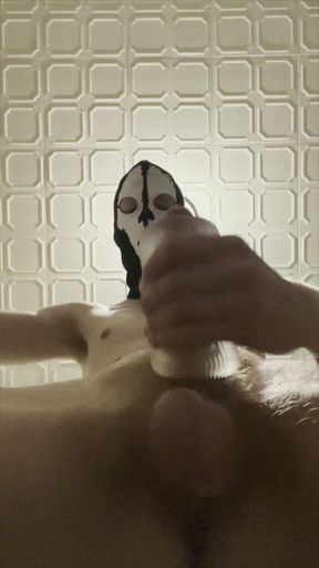 7 Inch (18cm) Hot Cock Owned by a Masked Slim Twink. Flashlight Intense Masturbation, Moaning.