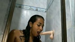 Wonderful super sexy and really hot wet beauty masturbates in shower