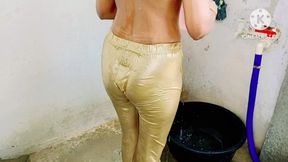 Stepbrother Fingered Didi's Ass While Bathing Full Hot Bathroom Bathing Stepsister and Two Finger in Ass Stepbrother