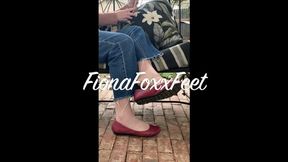 Shoe Play & Ignore Wearing Wine Colored Ballet Flats