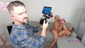 Blonde Mature Temptress Sizzles Behind the Scenes