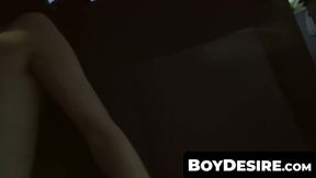 Lewis' intense back seat cock sucking and passionate blowjob