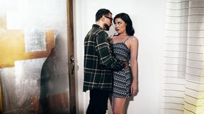 Creepy inspector corners his cougar tenant n wants to fuck her