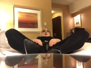 Krystal's Bedtime (female mask, crossdress, trans, mask, bodysuit, stockings, heels, posing, tease