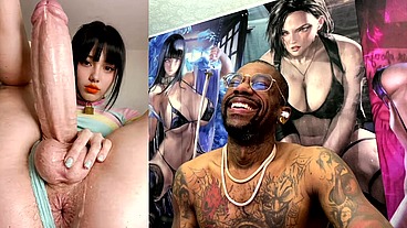Cute Transgender Girl With A Huge Girl Cock Cumming All Over The Place, AI Generated