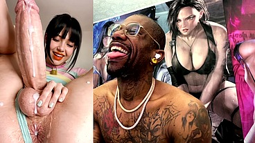 Cute Transgender Girl With A Huge Girl Cock Cumming All Over The Place, AI Generated