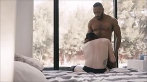 Dark man having an affair with a hot shemale