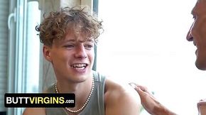 Pushing his cock deep inside of Twinks virgin hole