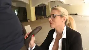 Big black cock in Tatjana's mouth, huge black cum shot