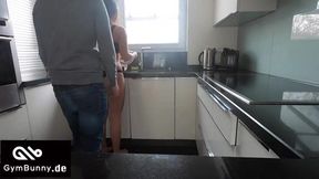 Impregnated on the kitchen table! Married businessman with huge cock vs. teen