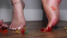 Giant Feet Crush Little Gummy Bears