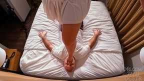 Juliana Marie Trampling all over the poor Slave with her Feet - Wall Cam 4K