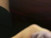 Amateur masturbation til cum leaks through sock