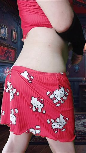 White Feminine Pretty Sissy in Sweet Shorts Booty Dance