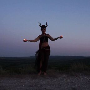 Candels Dance against the background of the night sky